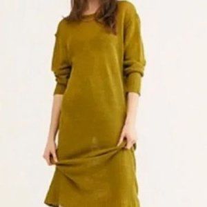 Free People Beach Rockaway Long Sleeve Linen Green Dress Size Extra Small